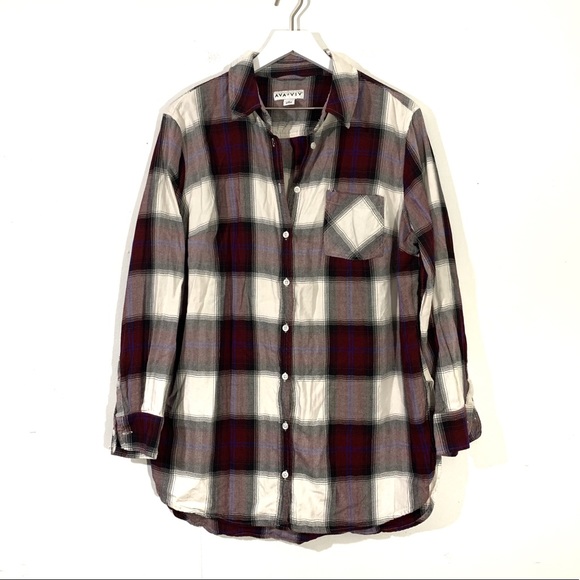 Ava & Viv Tops - Ava & Vic Plaid Button Up Flannel Shirt